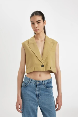 DEFACTO V-Neck Crop Blazer Vest