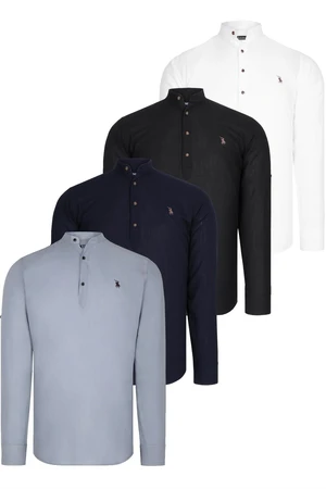 SET OF FOUR G783 DEWBERRY JUDGE COLLAR SHIRT-BLACK-WHITE-NAVY-GREY