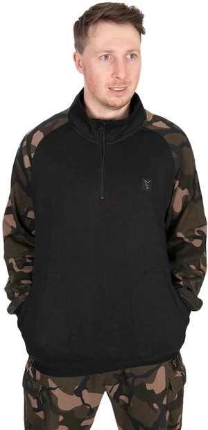 Fox Fishing Hoodie LW Black/Camo Qtr Zip - S