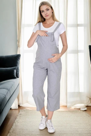 38739 Dewberry Women Pregnant Jumpsuit-GREY