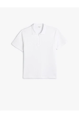 Koton Half Zipper Polo T-Shirt Short Sleeve Textured