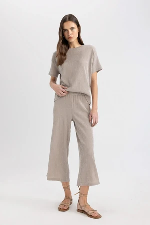 DEFACTO Wide Leg Wide Leg Normal Waist Crepe Capri Pants