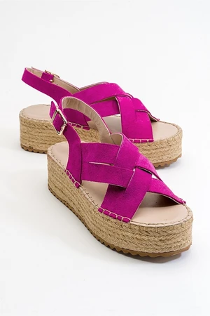 LuviShoes Lontano Women's Fuchsia Suede Genuine Leather Sandals