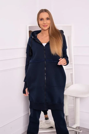 Insulated set with a long sweatshirt in dark blue color