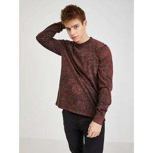 Burgundy Men's Patterned Long Sleeve T-Shirt Diesel - Men