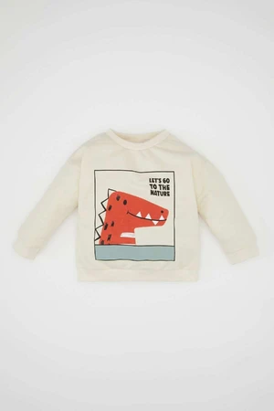 DEFACTO Baby Boy Regular Fit Crew Neck Dinosaur Printed Sweatshirt