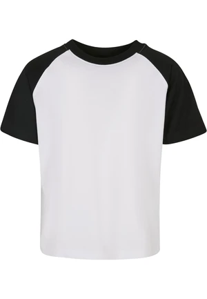 Boys' T-shirt with contrasting raglan white/black