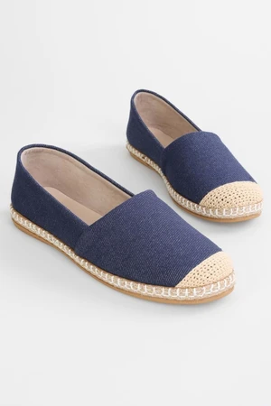 Shoeberry Women's Koin Navy Blue Linen Casual Espadrille