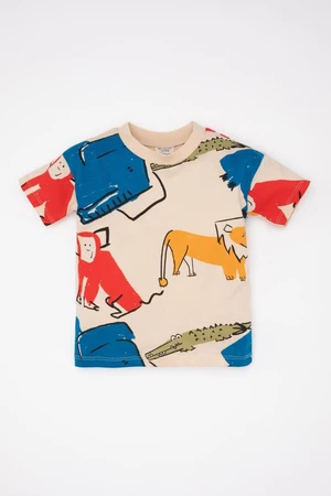 DEFACTO Baby Boy Crew Neck Animal Patterned Short Sleeve T-Shirt