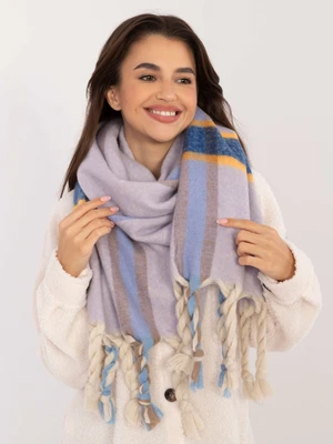 Light purple thick women's scarf with fringe