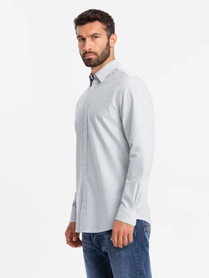 Ombre Elegant men's oxford shirt with embroidery - blue