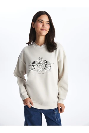 LC Waikiki Crew Neck Mickey and Friends Printed Long Sleeve Oversize Women's Sweatshirt Tunic