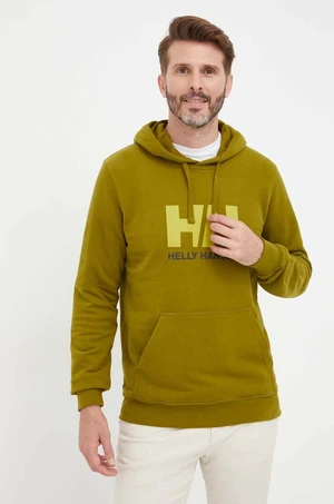 Bavlnená mikina Helly Hansen HH LOGO HOODIE pánska, tmavomodrá farba, s kapucňou, s nášivkou, 33977