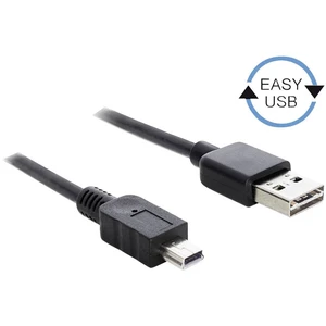 Delock #####USB-Kabel USB 2.0 #####USB-A Stecker, #####USB-Mini-B Stecker 3.00 m čierna obojstranne zapojiteľná zástrčka