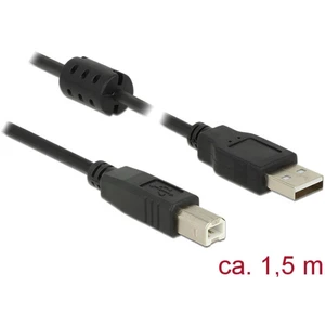 Delock #####USB-Kabel USB 2.0 #####USB-A Stecker, #####USB-B Stecker 1.50 m čierna s feritovým jadrom