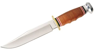 Nůž s pevnou čepelí Bowie KA-BAR® – Stříbrná čepel – Satin, Hnědá (Barva: Hnědá, Varianta: Stříbrná čepel – Satin)