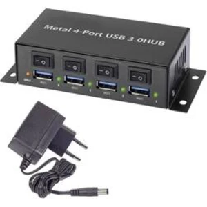 USB hub s vypínači a nástěnnou montáží Renkforce, 4x USB 3.0