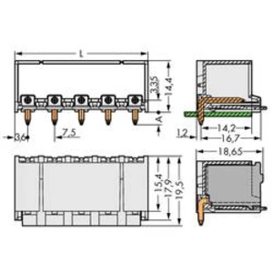 Konektor do DPS WAGO 2092-3424/200-000, 29.70 mm, pólů 4, rozteč 7.50 mm, 100 ks