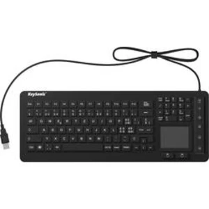 Klávesnice Keysonic KSK-6231 INEL (CH), silikonová membrána, vodotěsné (IPX7), s podsvícením, integrovaný touchpad, tlačítka myši, černá