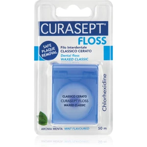 Curasept Dental Floss Waxed Classic voskovaná dentální nit s mátovou příchutí s antibakteriální přísadou 50 m