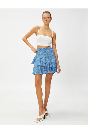 Koton Tiered Mini Skirt Linen Blend