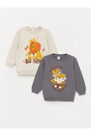 LC Waikiki Crew Neck Long Sleeve Printed Sweatshirt for Baby Boy 2-pack.