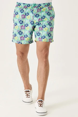 AC&Co / Altınyıldız Classics Men's Mint Standard Fit Casual Patterned Swimwear Marine Shorts.