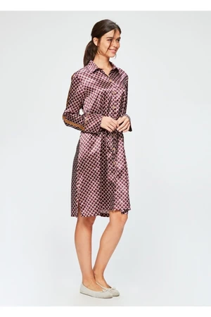 Dagi Cherry Satin Checked Retro Shirt Women's Nightgown