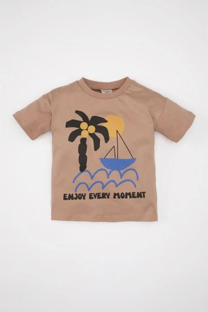 DEFACTO Baby Boy Crew Neck Palm Tree Printed Short Sleeve T-Shirt