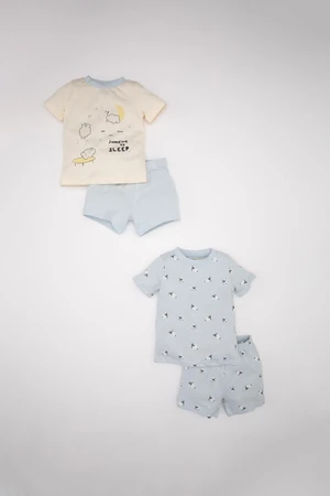 DEFACTO Baby Boy Printed Short Sleeve Shorts Cotton 4-Piece Pajama Set