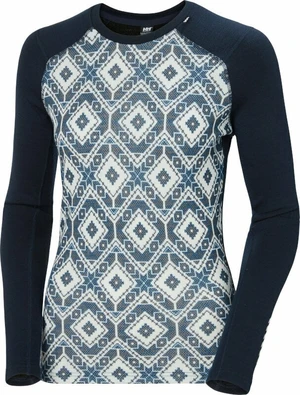 Helly Hansen Women’s LIFA Merino Midweight Graphic Long-Sleeve Crew Navy Star Pixel XS Thermischeunterwäsche