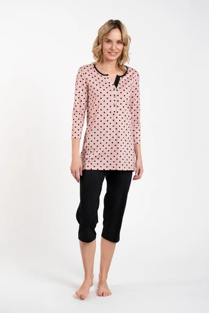 Pajamas Marit 3/4 sleeve, 3/4 legs - print/black