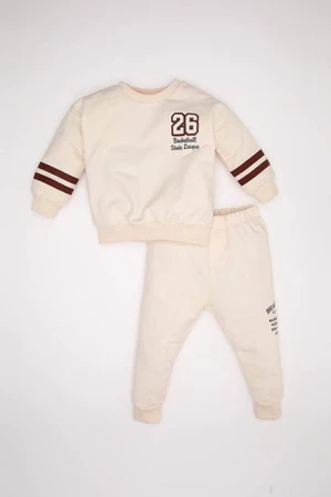 DEFACTO Baby Boy Printed Sweatshirt Tracksuit Bottom 2-Piece Set