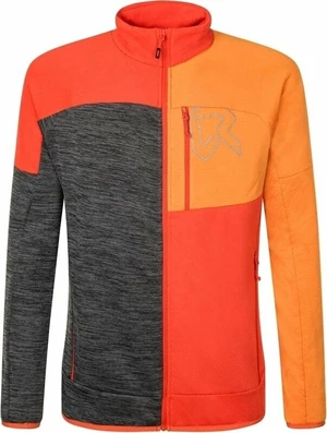 Rock Experience Kobra Mock Neck FZ Man Fleece Cherry Tomato/Persimmon Orange/Grey Melange M Sweat à capuche outdoor