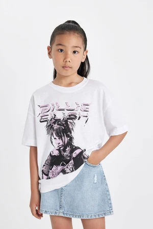 DEFACTO Girl Billie Eilish Relax Fit Crew Neck Short Sleeve T-Shirt