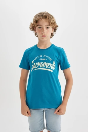 DEFACTO Boy's Crew Neck Printed Short Sleeve T-Shirt