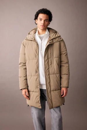 DEFACTO Regular Fit Hooded Faux Für Lined Zippered Pocket Puffer Jacket Parka