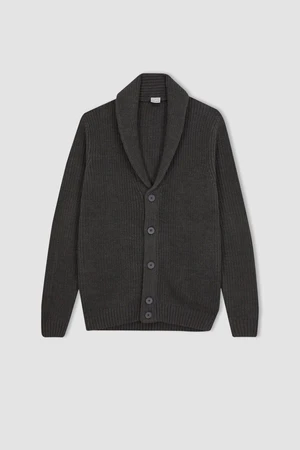 DEFACTO Standard Fit Regular Cut Shawl Collar Buttoned Knitted Cardigan R1492az23au