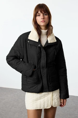 Trendyol Black Regular Fit Waist Gather Detail Für Collar Quilted Puffer Coat