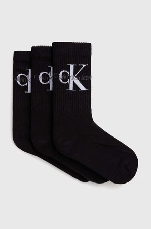 Ponožky Calvin Klein Jeans 3-pak dámske, čierna farba, 701220515,