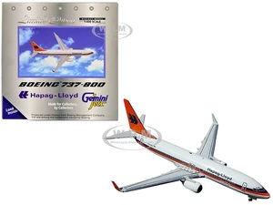 Boeing 737-800 Commercial Aircraft "Hapag-Lloyd" White with Orange and Blue Stripes 1/400 Diecast Model Airplane by GeminiJets