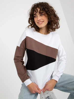 White and brown women's basic hoodie