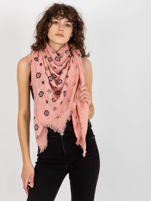 Women's scarf with print - powder pink