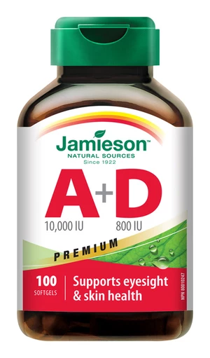 Jamieson Vitamíny A+D Premium 10 000/800 IU 100 kapslí