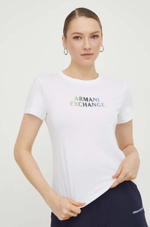 Bavlnené tričko Armani Exchange dámske, biela farba, 3DYT14 YJDGZ