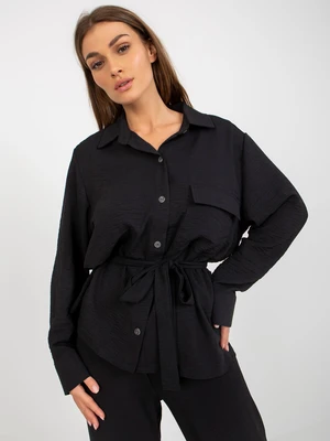 Black Women's Oversize Collared Shirt