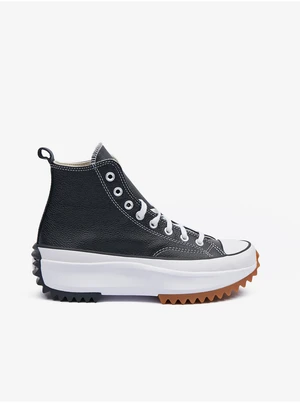 Black Leather Ankle Sneakers on the Converse Run Star Hike platform - Men