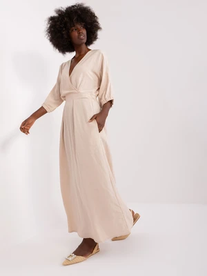 Light beige midi dress with 3/4 sleeves by ZULUNA