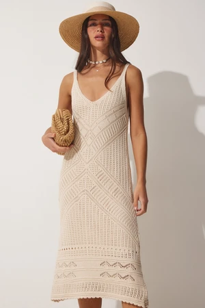 Happiness İstanbul Women's Bone Straps Summer Knitwear Dress