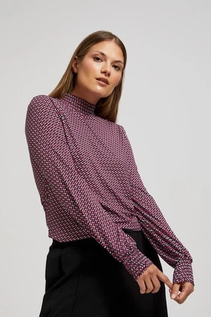 Turtleneck blouse with pattern